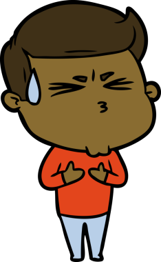 Bir insan tarafından çizilmiş terleyen çizgi film adamı.