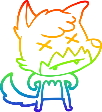 Gökkuşağı gradyan çizgi çizimi Bir insan tarafından çizilmiş ölü tilki