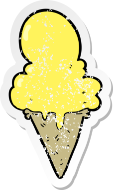 Bir insan tarafından çizilmiş karikatür dondurmasının sıkıntılı çıkartması.