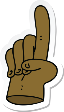 Bir insan tarafından çizilmiş parmak şeklinde bir çizgi film çıkartması.