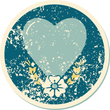 Bir insan tarafından çizilmiş kalp ve çiçeğin sembolik dövmesi.