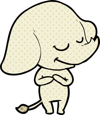 Bir insan tarafından çizilmiş gülümseyen bir fil.