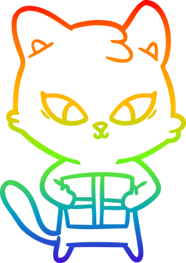 Gökkuşağı gradyan çizgisi bir insan tarafından çizilmiş şirin bir çizgi kedi çizimi