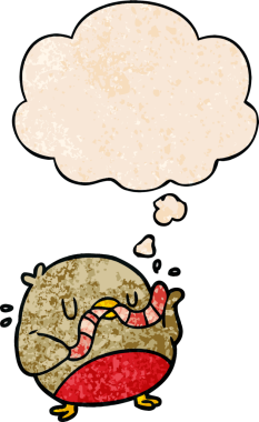 Bir insan tarafından çizilmiş grunge desenli solucanlı çizgi film Robin.