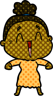 Bir insan tarafından çizilmiş mutlu yaşlı kadın çizgi filmi.