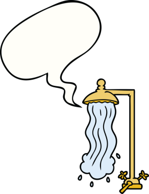 Bir insan tarafından çizilmiş konuşma baloncuklu çizgi film duşu