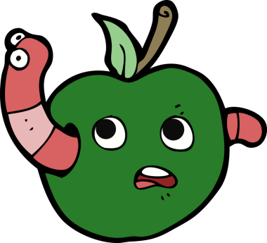 Bir insan tarafından çizilmiş elma solucanı.