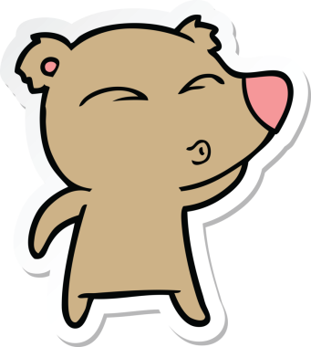 Bir insan tarafından çizilmiş ıslık çalan bir ayının çıkartması.