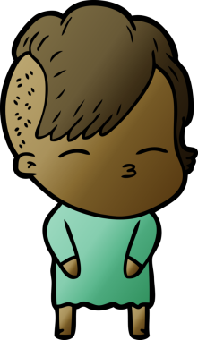 Bir insan tarafından çizilmiş şaşı çizgi film kızı.