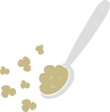 Bir insan tarafından çizilen bir kaşık dolusu yemeğin düz renk çizimi