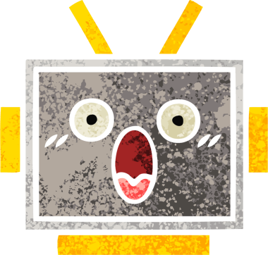 Bir insan tarafından çizilmiş robot kafasının retro çizim tarzı karikatürü