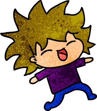 Bir insan tarafından çizilmiş, el yazısıyla çizilmiş tatlı bir kawai kızı karikatürü.