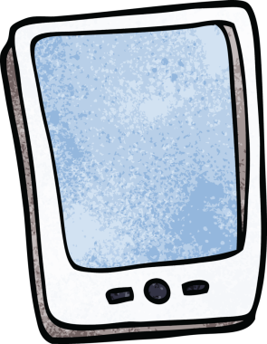 karikatür bir insan tarafından çizilmiş dokunmatik ekran mobil