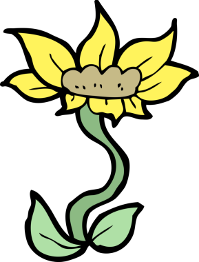 Bir insan tarafından çizilmiş karikatür çiçeği