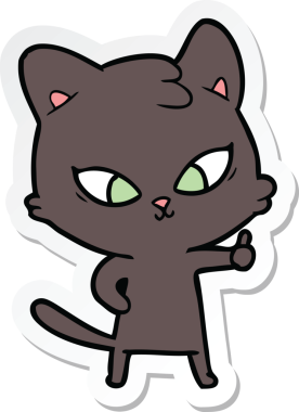 Bir insan tarafından çizilmiş şirin bir çizgi film kedisinin çıkartması.