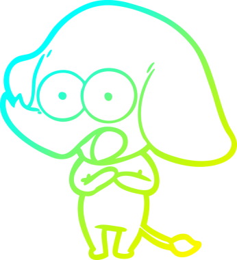 Bir insan tarafından çizilmiş şirin bir filin soğuk gradyan çizgisi