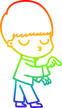 Gökkuşağı gradyan çizgi çizimi bir insan tarafından çizilmiş sakin bir çocuk