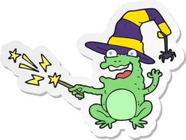 Bir insan tarafından çizilmiş karikatür karakurbağası çıkartması.