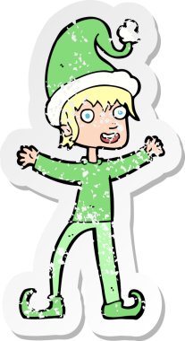 Bir insan tarafından çizilmiş bir karikatürün gerilimli yapıştırması Noel elfini heyecanlandırdı.