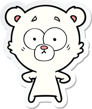 Bir insan tarafından çizilmiş şaşırmış bir kutup ayısının çıkartması.