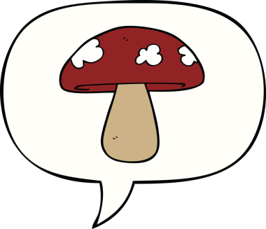 Bir insan tarafından çizilmiş konuşma baloncuklu mantar.