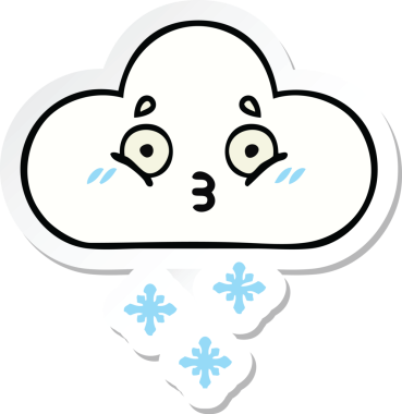 Bir insan tarafından çizilmiş şirin bir kar bulutunun çıkartması.