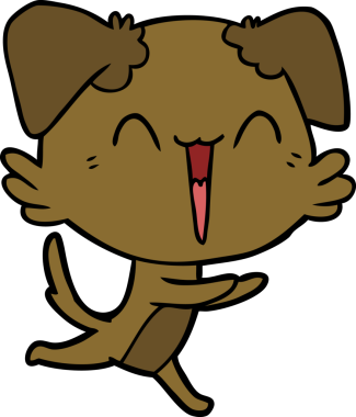 Bir insan tarafından çizilmiş küçük mutlu köpek çizgi filmi.