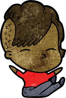 Bir insan tarafından çizilmiş şaşı çizgi film kızı.