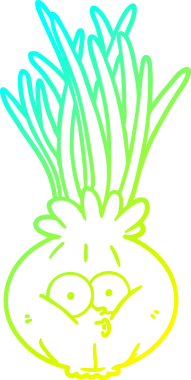 Bir insan tarafından çizilmiş soğan karikatürünün soğuk gradyan çizimi