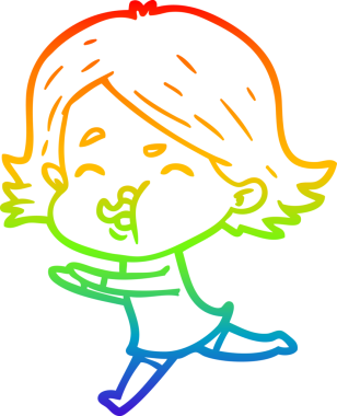 Gökkuşağı gradyan çizgi çizimi Bir insan tarafından çizilen bir kız karikatürü