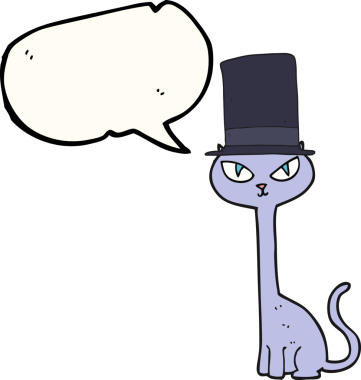 Bir insan tarafından çizilmiş serbest konuşma balonu karikatürü havalı kedi.