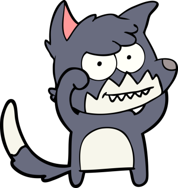 Bir insan tarafından çizilmiş sırıtan tilki çizgi filmi.