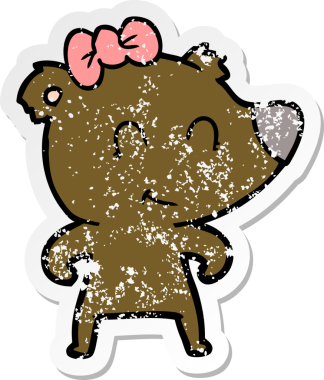 Bir insan tarafından çizilmiş dişi ayı karikatürü.