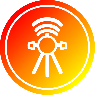 İletişim uydusu dairesel simgesi bir insan tarafından çizilmiş.