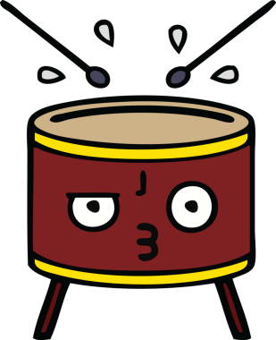 Bir insan tarafından çizilmiş şirin davul karikatürü.
