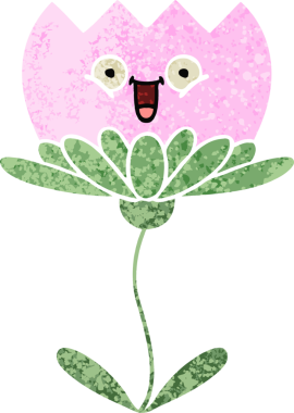 Bir insan tarafından çizilmiş bir çiçeğin retro çizim stili