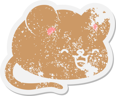 Bir insan tarafından çizilmiş şirin çizgi film fare grunge etiketi