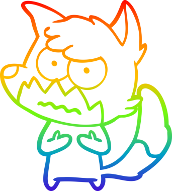 Gökkuşağı gradyan çizgi çizimi bir insan tarafından çizilmiş bir tilki