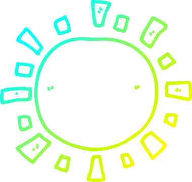 Bir insan tarafından çizilmiş bir karikatür güneş çizimi.
