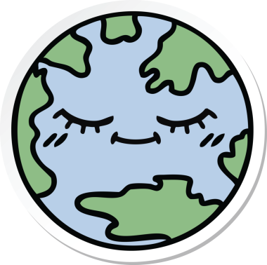 Bir insan tarafından çizilmiş şirin bir çizgi film gezegeninin çıkartması.