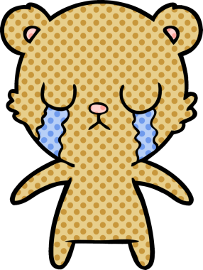 Bir insan tarafından çizilmiş ağlayan çizgi film ayısı.