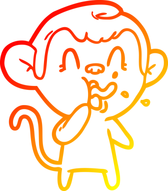 İnsan tarafından çizilmiş çılgın bir çizgi maymunun sıcak çizgi çizimi