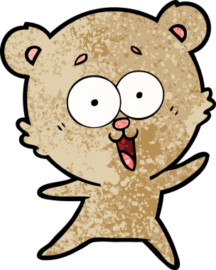 Bir insan tarafından çizilmiş gülen oyuncak ayı çizgi filmi.