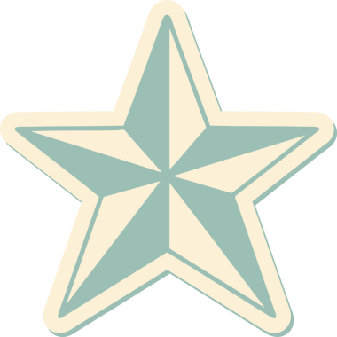 Bir insan tarafından çizilmiş geleneksel bir yıldız stiliyle dövme çıkartması.