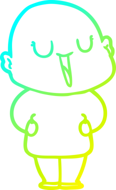 Bir insan tarafından çizilmiş, mutlu, kel bir adamın çizdiği soğuk çizgi.