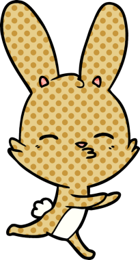 Bir insan tarafından çizilmiş meraklı tavşan çizgi filmi.