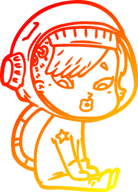 Bir insan tarafından çizilmiş bir astronot kadın çizgi çizimi.