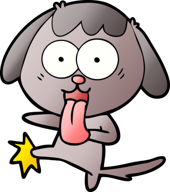 Bir insan tarafından çizilmiş şirin bir çizgi film köpeği.