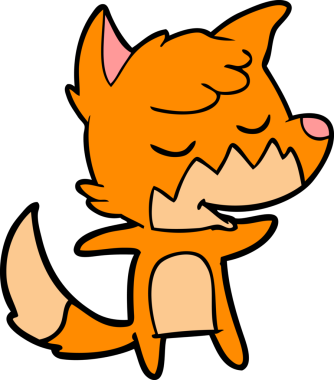 Bir insan tarafından çizilmiş dost canlısı çizgi film tilkisi