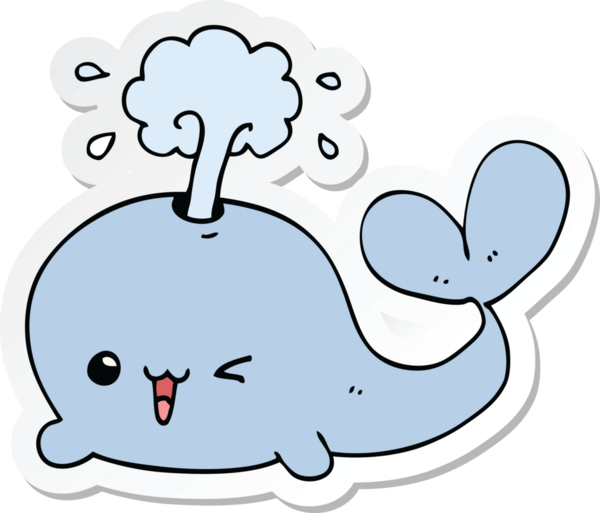 Bir insan tarafından çizilmiş bir balinanın çıkartması.